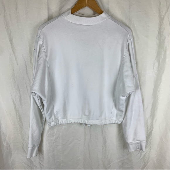 Reebok Cropped Logo Tie Front Sweater in White Multi - Picture 7 of 8